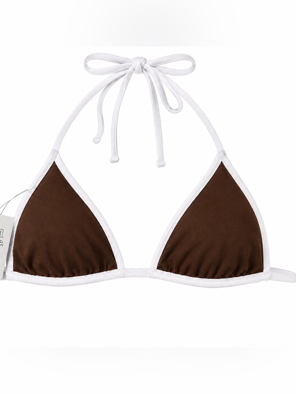 wild fable Brown Triangle Bikini Top with White Trim